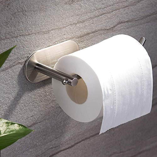 Toilet Paper Holder Toilet Roll Holder Self Adhesive for Bathroom Bedroom Kitchen Self Adhesive Toilet Paper Towel Holder Black Stainless Steel Roll Paper Holder